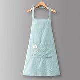 Cotton Striped Grid Kitchen Apron With Pocket_Cwmm10095