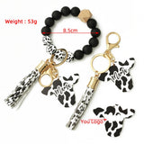 Western Bull Head Keychain Silicone Bead Bracelet_Cwab5027