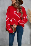 Valentines Day Color Contrast Heart Pullover Sweater