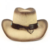 Western Straw Cowboy Hat With Bull Head,Turquoise_Cwah0684