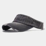DISTRESSED DENIM VISOR HAT VINTAGE SUNSHADE CAP_CWAH3286