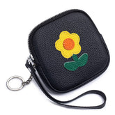 LEATHER SUNFLOWER WRISTLET MINI COIN POUCH_CUAB00399