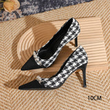 THOUSAND BIRD PLAID SLIM HEEL HIGH HEELS_CWSHH0024