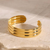 Vintage 18K Gold Triple Tube Open Cuff Bracelet