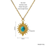 Vintage Turquoise Necklace Titanium Steel Clavicle Chain