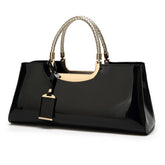 FASHIONABLE EVENING GLOSSY PATENT LEATHER TOTE_CWAB2635