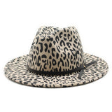 LEOPARD PRINT HAT JAZZ HAT WOOLEN HAT WIDE BRIM HAT_CWAH2571