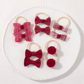 DOUBLE BOW HAIR CLIPS SET WITH PEARLS FOR GIRLS_CWAHA6736