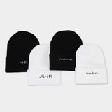 MOM DAD COUPLE KNITTED HAT WITH LETTER EMBROIDERY_CWAH2071
