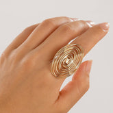 Wrapped Thread Open Geometric Gold Hoop Ring_Cwaje1817
