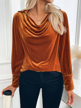 Vintage Pile Collar Solid Color Velvet Shirt