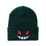 Cwah04354_Embroidered Cartoon Face Knit Beanie Hat
