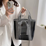 NEW BLACK AND WHITE MESH BOW COSMETIC BAG_CWAB4500