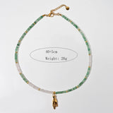 ELEGANT HANDMADE STONE NECKLACE WITH STEEL PENDANT_CWMM8818