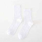 SOLID COLOR MASSAGE BOTTOM CASUAL MID CALF SOCKS_CWMS0993