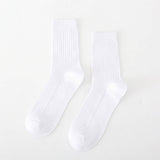 SOLID COLOR MASSAGE BOTTOM CASUAL MID CALF SOCKS_CWMS0993