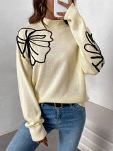 Half Turtleneck Pullover Floral Sweater