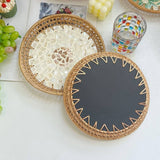 RATTAN SHELL ROUND FRUIT PLATE TEA TRAY_CWMM4537