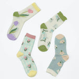 Women Thin Cute Three-Dimensional Flower Socks_Cwms0429