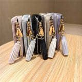 New Simple Solid Color Bow Tassel Zipper Wallet_Cwab06254