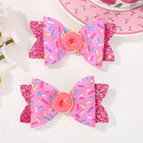 Glitter Donut Bow Hair Clip For Baby Girls