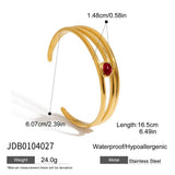 LUXURY 18K GOLD TRIPLE LAYER RED STONE OPEN CUFF_CWAJE4818