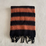 BLUE BROWN STRIPE SCARF THICK WINTER WRAP_CWASC2332