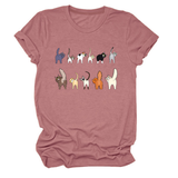 CUTE CAT GRAPHIC TEE 11 CATS TURN AROUND_CWTTS1495