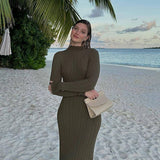 Solid Color Crew Neck Pit Stripe Slimming Dress