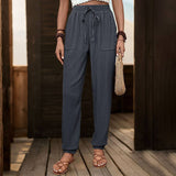 Texture Sense Solid Color Casual Foot Pants