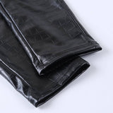 Tapered Zipper Casual Pencil Pu Leather Pants