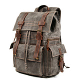 Vintage Waxed Canvas Leather Hiking Backpack_Cwab5520