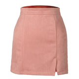 SUEDE HIP HUGGING MINISKIRT HIGH WAIST ZIPPER SKIRT_CWAB4796