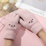 CARTOON MINK FUR SMILING FACE WITH VELVET GLOVES_CWAG0145