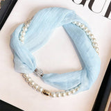 White Pearl Magnetic Skinny Silk Scarf_Cwasc03936