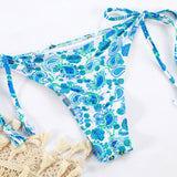 BLUE PATCHWORK LACE STRAP PRINTED SWIMSUIT_CWMW0250