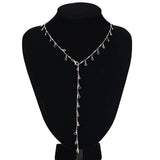 FASHIONABLE COLORFUL CRYSTAL Y SHAPED NECKLACE_CWMM3148