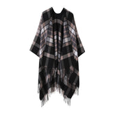 PLAID SHAWL TASSEL LARGE SCARF WARM SPLIT CAPE_CWASC2210