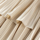 ASYMMETRICAL RUFFLED PLEATED TIERED MIDI SKIRT_CWBMS0392