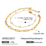 18K GOLD DOUBLE LAYER PEARL PAPERCLIP ANKLET_CWAJE4849