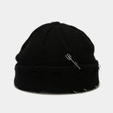 Cwah3168_New Style Iron Ring Pin Hole Wool Knitted Hat