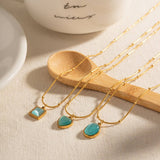 SMALL FRESH CATS EYE STONE SIMPLE NECKLACE_CWAJE1423