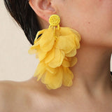 HANDMADE FABRIC TASSEL EARRINGS BOLD STATEMENT_CWMM6156