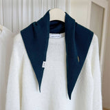 Pure Wool Knit Triangle Scarf Multi-Use_Cwov00279