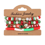 Cwmm10448_Christmas Charm Beaded Bracelet Snowman Tree Gift