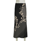 Vintage Daisy Print Low-Rise Drop A-Line Skirt