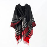 NEW KNITTED TASSEL DOUBLE SIDED PLAID SHAWL_CWMM2085