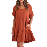 V-Neck Doll Outfit Three-Layer Pleated Dress