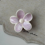 Cream Floral Claw Clip High Ponytail Hair Grip_Cwaha08257