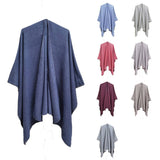 FASHION SOLID COLOR WARM SPLIT SHAWL CLOAK_CWASC0285